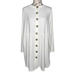 Beautiful You LARGE Boutique Cream Babydoll Button Front Cardigan Dress